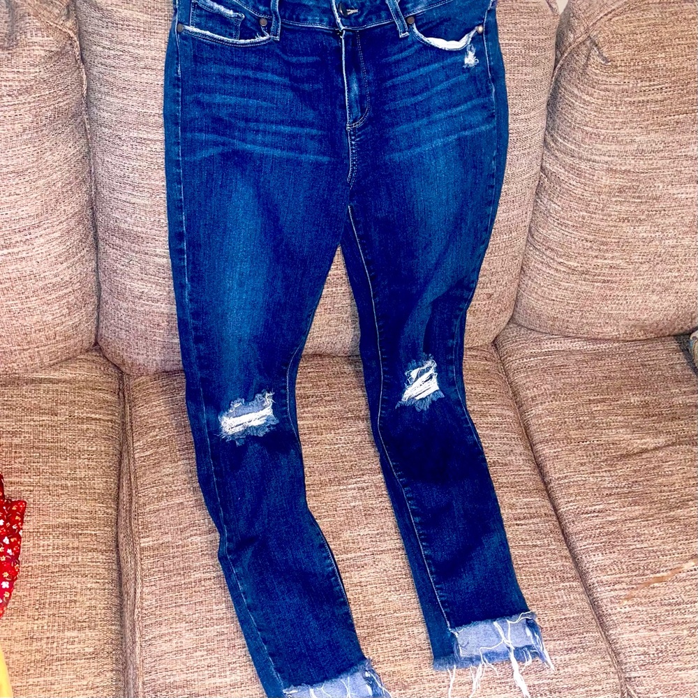 Paige Raw Hem Distressed Jeans